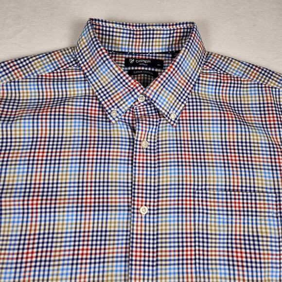 Cremieux Supima Cotton Button Down Mens XL Short Sleeve Plaid Check Breathable - Picture 1 of 12